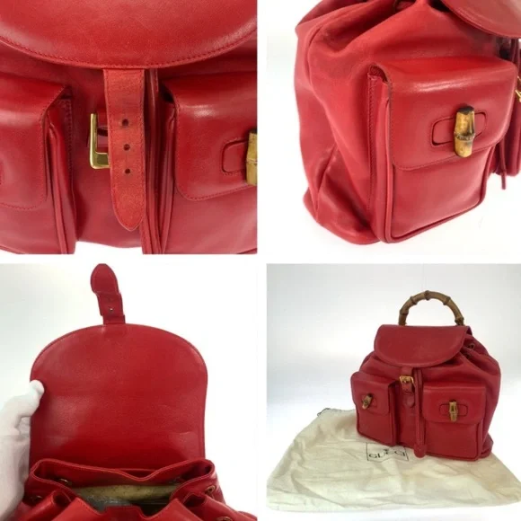 Gucci Vintage Red Leather Backpack - Rank AB Gucci | Bags | Gucci Red And Black Leather Soho Backpack  main image 2
